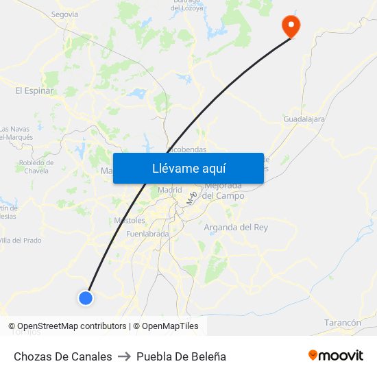Chozas De Canales to Puebla De Beleña map