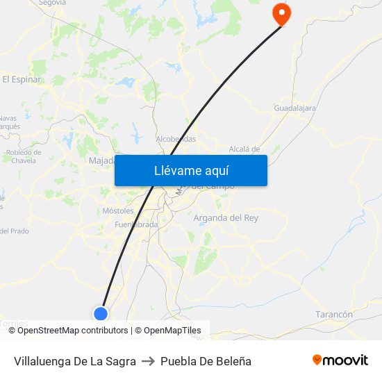 Villaluenga De La Sagra to Puebla De Beleña map