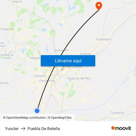 Yuncler to Puebla De Beleña map