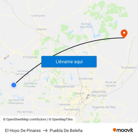 El Hoyo De Pinares to Puebla De Beleña map