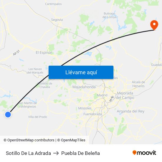 Sotillo De La Adrada to Puebla De Beleña map