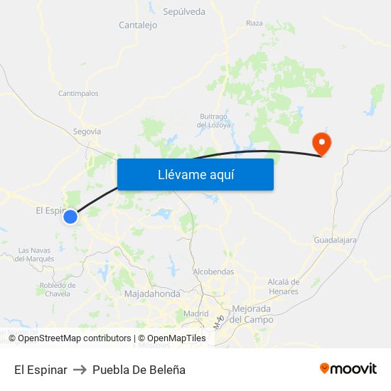 El Espinar to Puebla De Beleña map