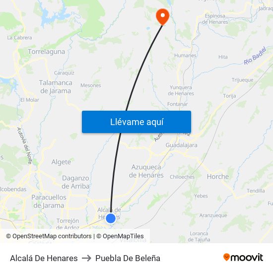 Alcalá De Henares to Puebla De Beleña map