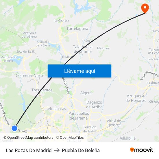 Las Rozas De Madrid to Puebla De Beleña map