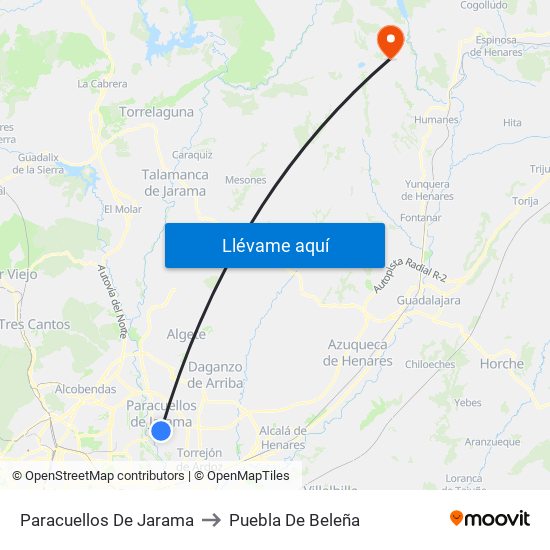 Paracuellos De Jarama to Puebla De Beleña map