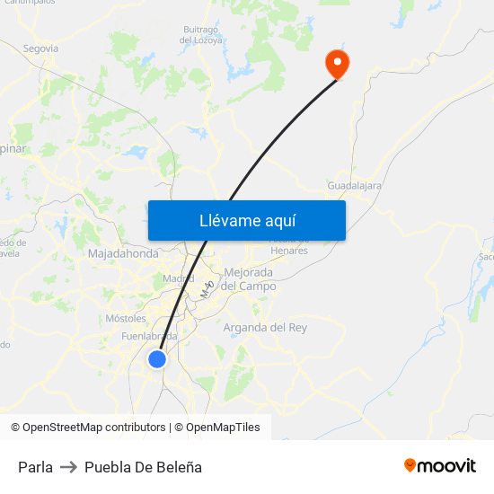 Parla to Puebla De Beleña map