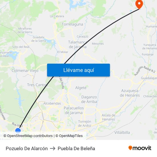 Pozuelo De Alarcón to Puebla De Beleña map