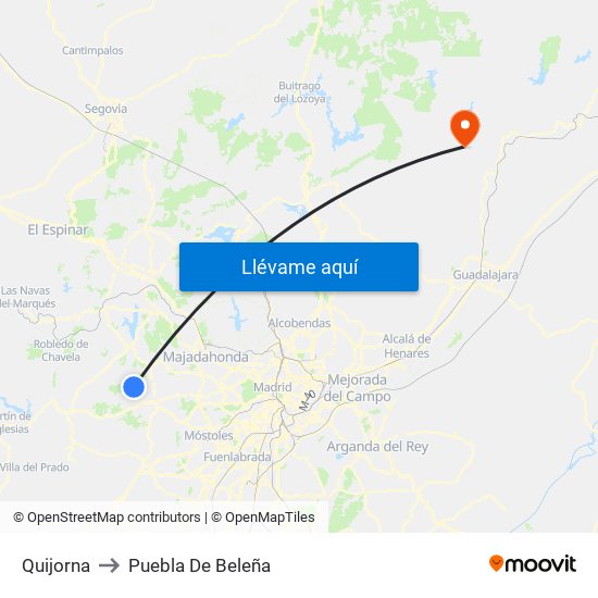 Quijorna to Puebla De Beleña map