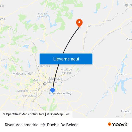 Rivas-Vaciamadrid to Puebla De Beleña map