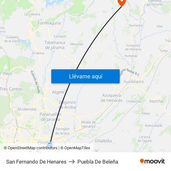 San Fernando De Henares to Puebla De Beleña map