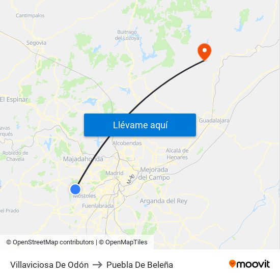 Villaviciosa De Odón to Puebla De Beleña map