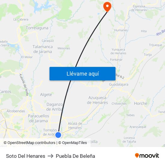Soto Del Henares to Puebla De Beleña map