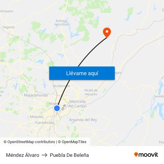 Méndez Álvaro to Puebla De Beleña map