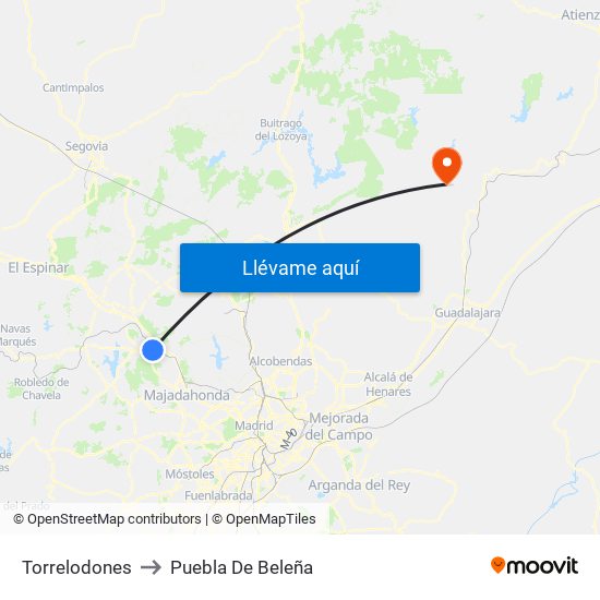 Torrelodones to Puebla De Beleña map