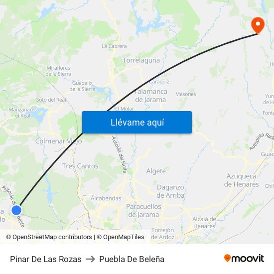 Pinar De Las Rozas to Puebla De Beleña map
