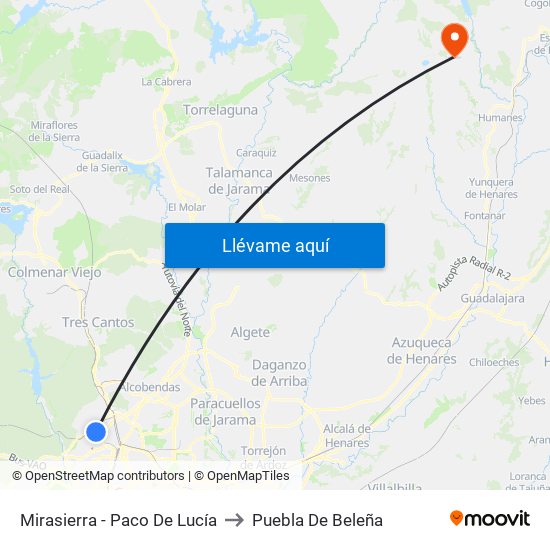 Mirasierra - Paco De Lucía to Puebla De Beleña map