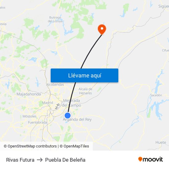 Rivas Futura to Puebla De Beleña map