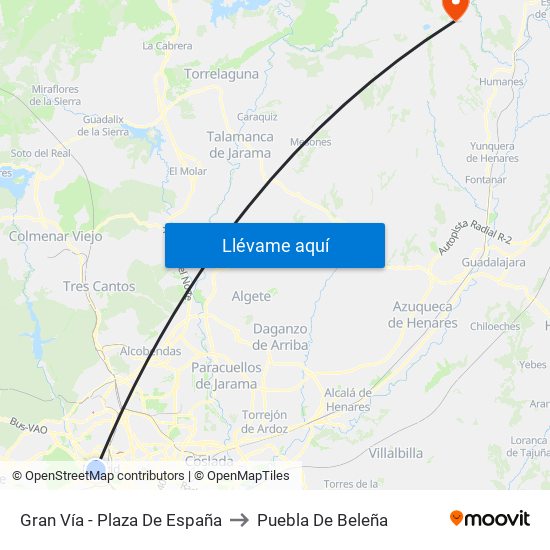 Gran Vía - Plaza De España to Puebla De Beleña map