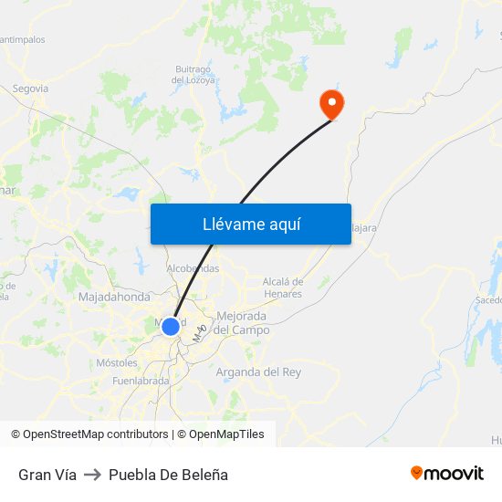 Gran Vía to Puebla De Beleña map