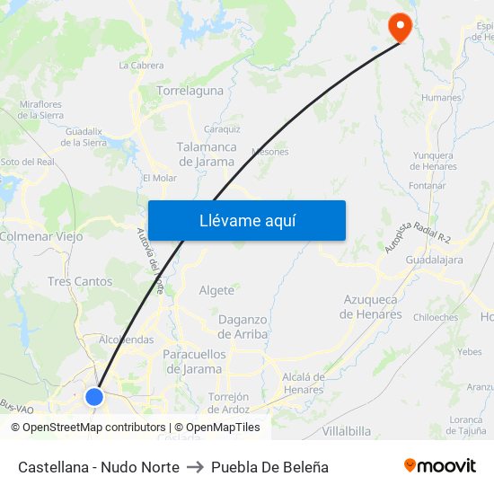 Castellana - Nudo Norte to Puebla De Beleña map