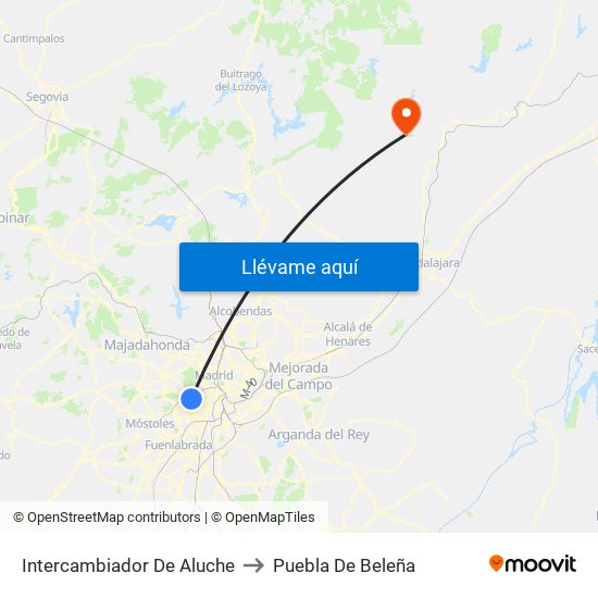 Intercambiador De Aluche to Puebla De Beleña map