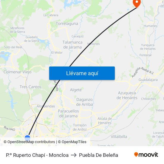 P.º Ruperto Chapí - Moncloa to Puebla De Beleña map