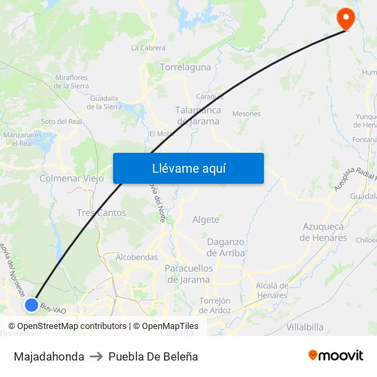 Majadahonda to Puebla De Beleña map