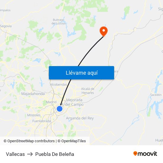 Vallecas to Puebla De Beleña map