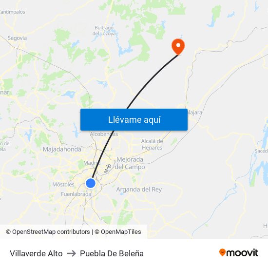 Villaverde Alto to Puebla De Beleña map