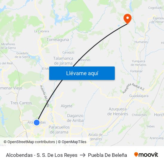 Alcobendas - S. S. De Los Reyes to Puebla De Beleña map