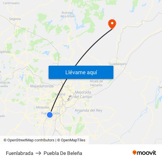 Fuenlabrada to Puebla De Beleña map