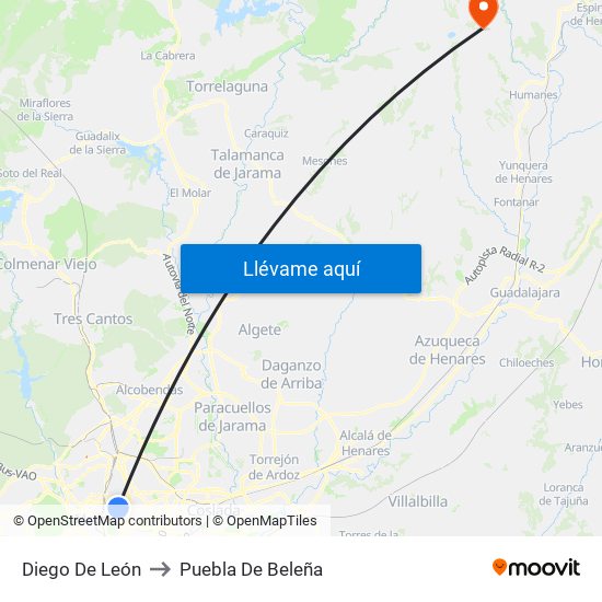 Diego De León to Puebla De Beleña map