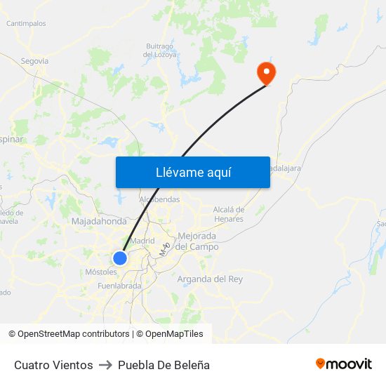 Cuatro Vientos to Puebla De Beleña map