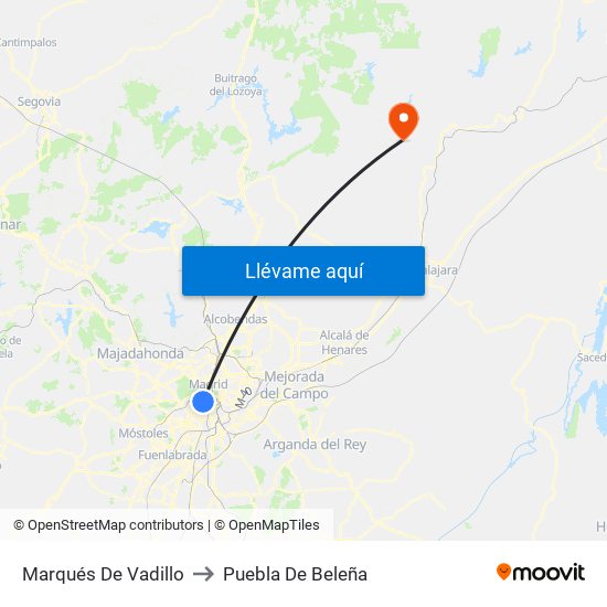 Marqués De Vadillo to Puebla De Beleña map