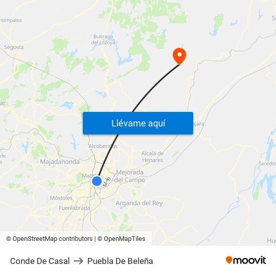 Conde De Casal to Puebla De Beleña map