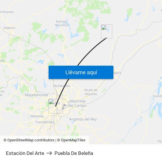 Estación Del Arte to Puebla De Beleña map