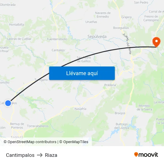 Cantimpalos to Riaza map