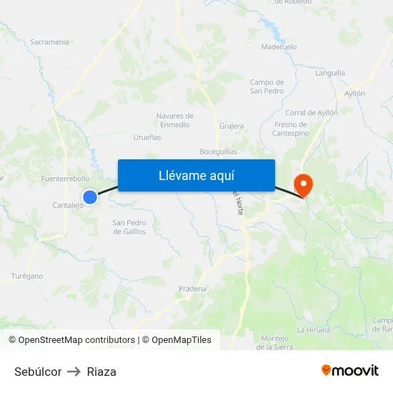 Sebúlcor to Riaza map