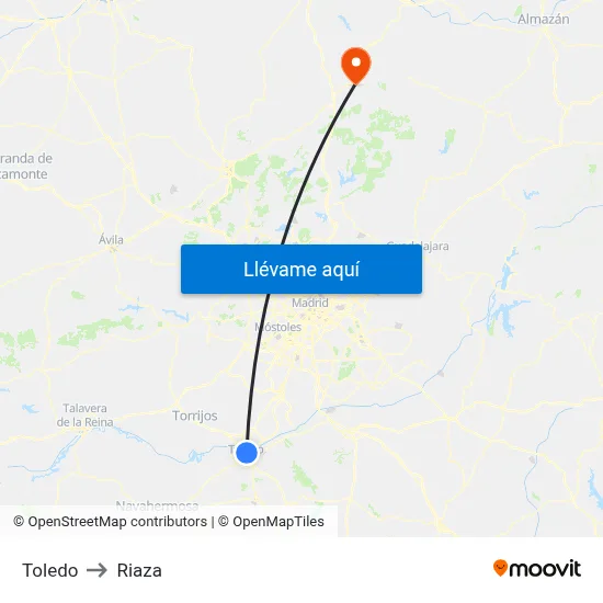 Toledo to Riaza map