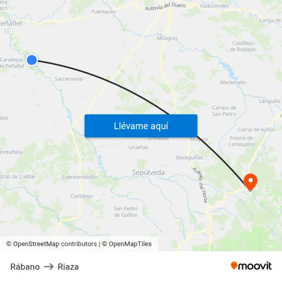 Rábano to Riaza map