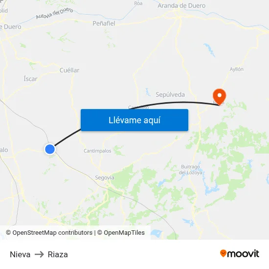 Nieva to Riaza map