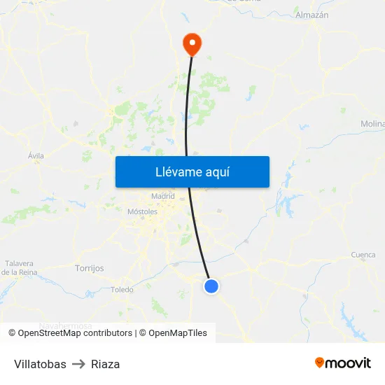 Villatobas to Riaza map