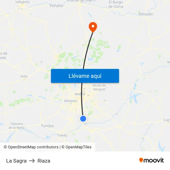 La Sagra to Riaza map