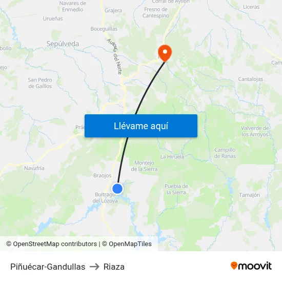 Piñuécar-Gandullas to Riaza map