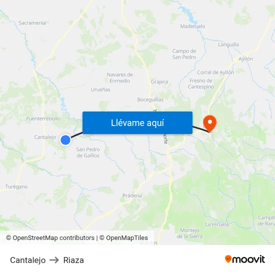 Cantalejo to Riaza map