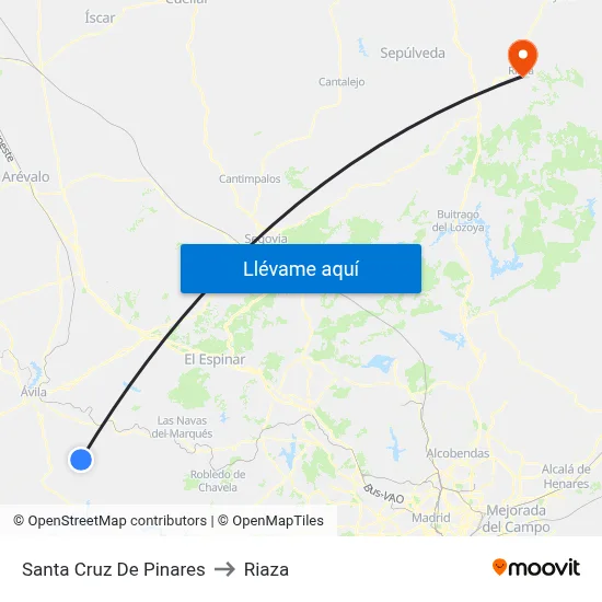 Santa Cruz De Pinares to Riaza map