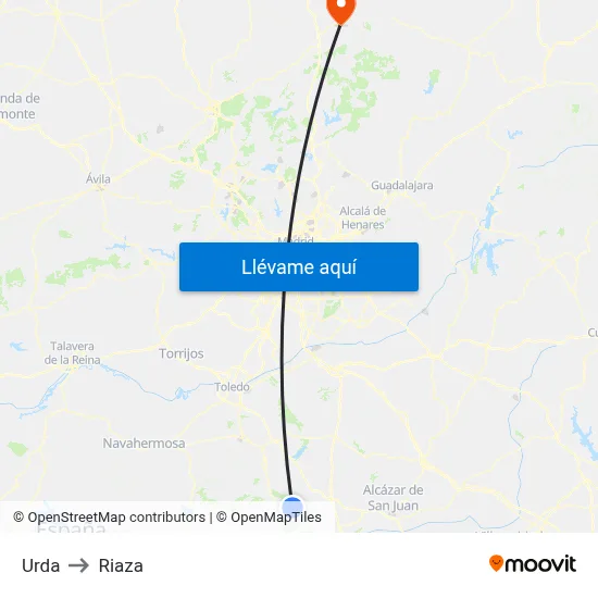 Urda to Riaza map