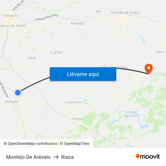 Montejo De Arévalo to Riaza map