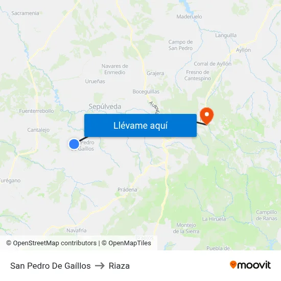 San Pedro De Gaíllos to Riaza map