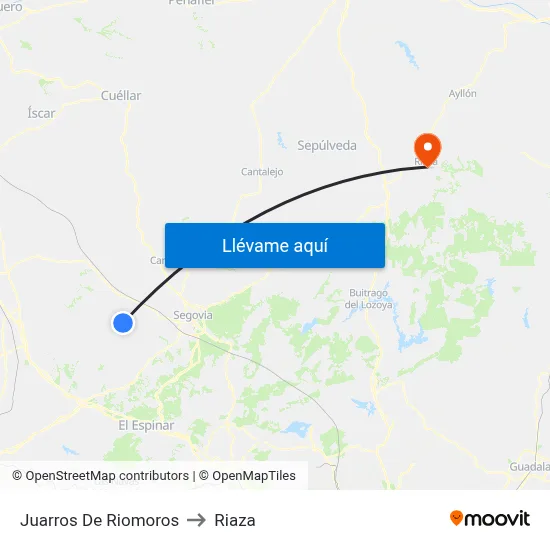 Juarros De Riomoros to Riaza map
